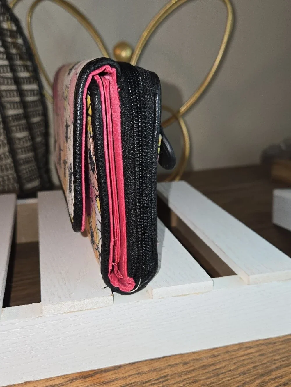 Floral Print Foldover Wallet - Pink Multi